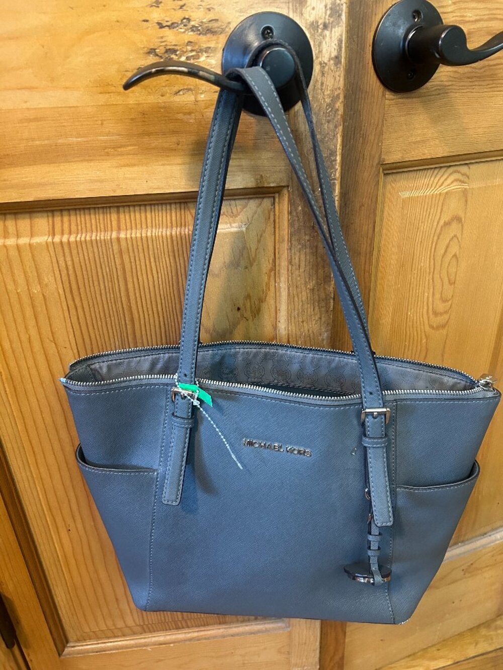 Micheal Kors All Leather Slate Color Shoulder Handbag